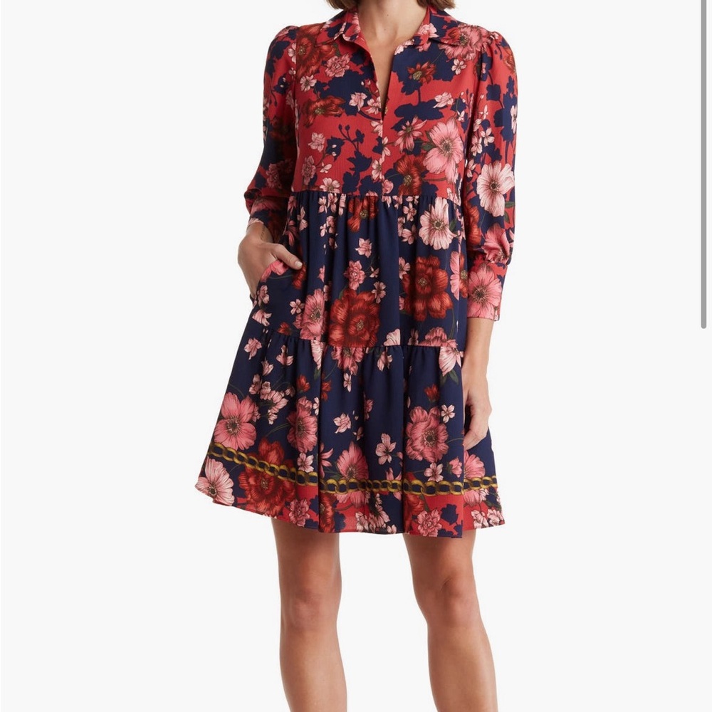 NWT Vince Camuto Mixed Print Dress - Picture 2 of 6